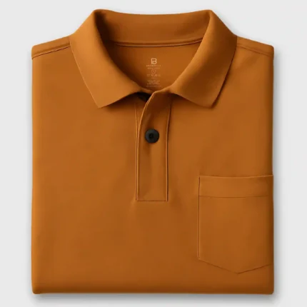 Pocket Polo cotton tshirts Light brown folded
