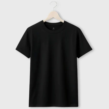 Plain Cotton T-shirt Black in hanger