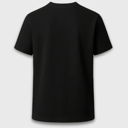 Plain Cotton T-shirt Black 3D back