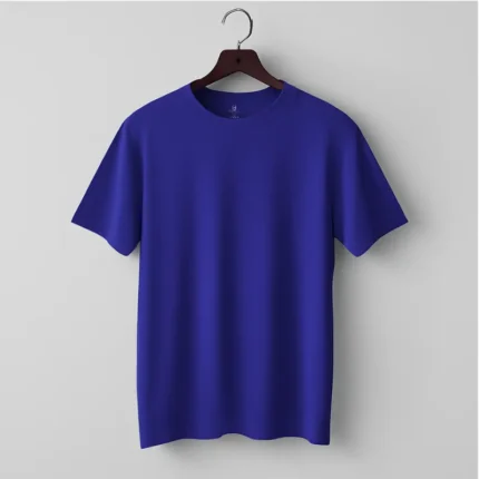 Plain t-shirts men women in cotton blend blue