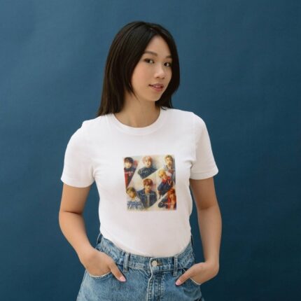 BTS Watercolor Band White T-Shirt model wearing