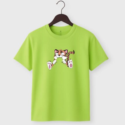 Cute Tiger T-Shirt with playful tiger chewing T-shirt graphic – unisex cotton tee