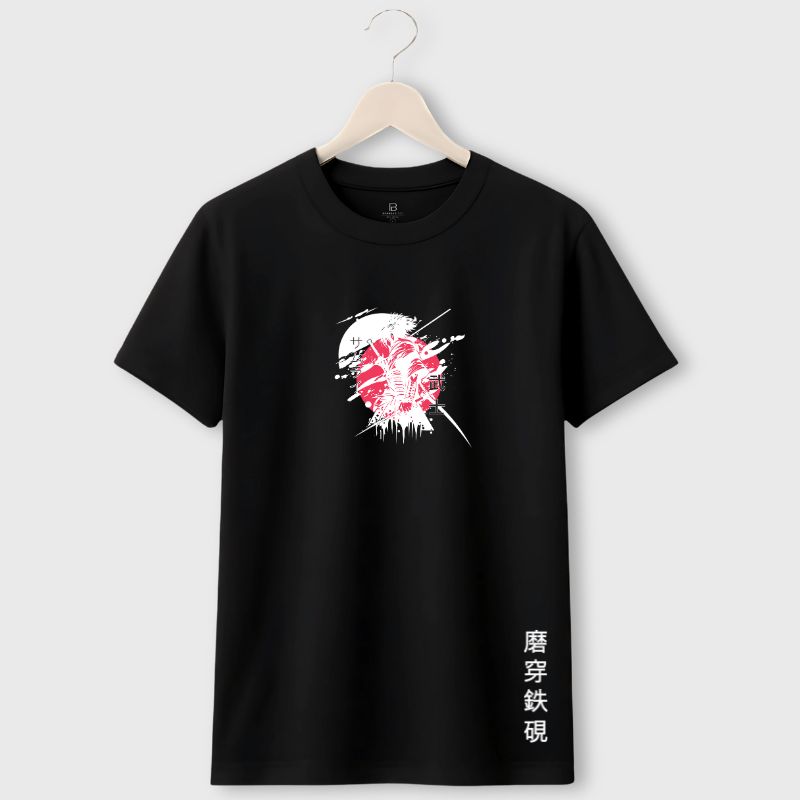 Japanese Samurai T-Shirt black Japanese Samurai T-Shirt with warrior graphic print