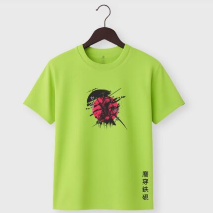 Japanese Samurai T-Shirt with warrior graphic print green